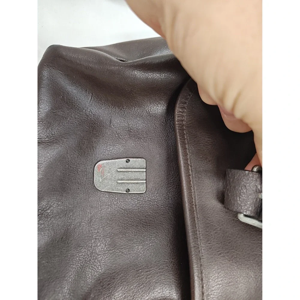 Tumi T-Tech Brown Leather Briefcase Laptop Bag Messenger Missing Buckle READ!!
